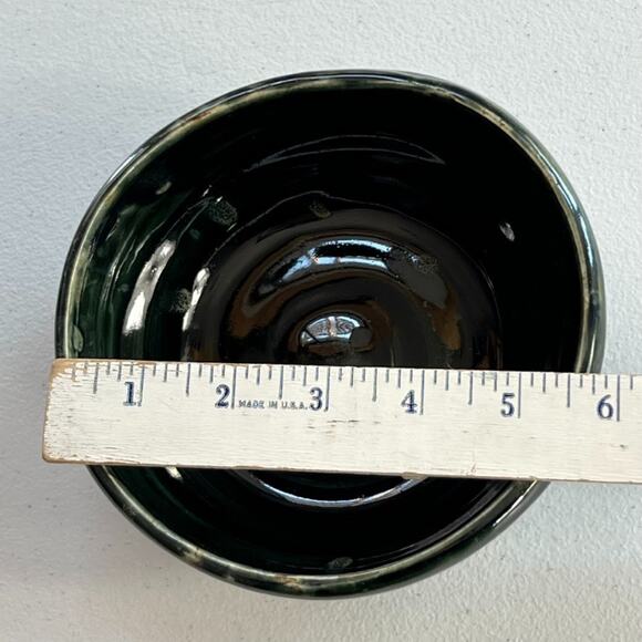 Studio Art Pottery Stoneware Bowl 6" Glossy Finish Dark Green Hand Thrown - Picture 8 of 8